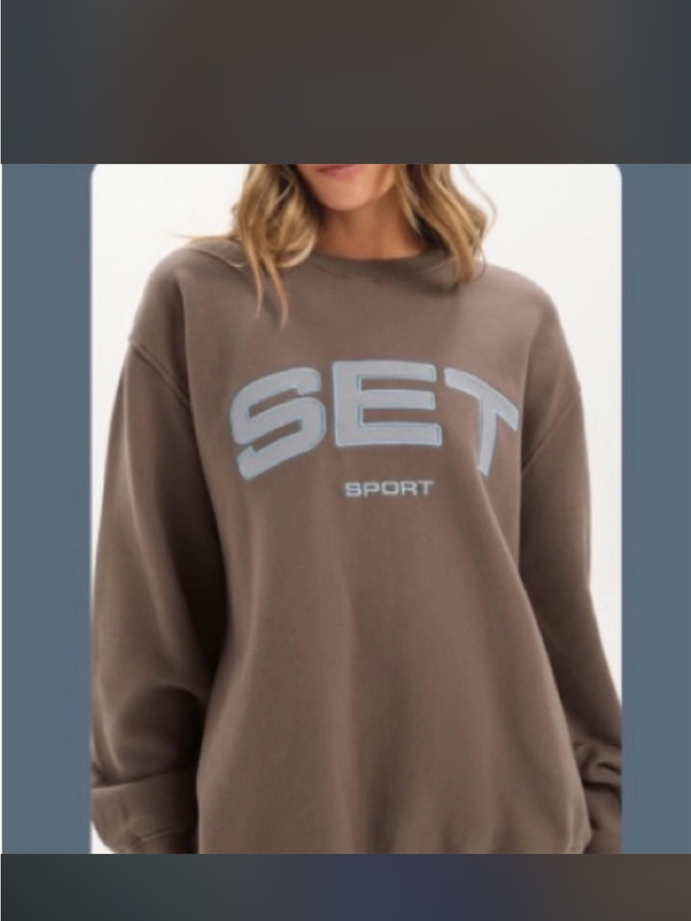 SET Active Brown Crewneck Sweatshirt with Light Blue Logo